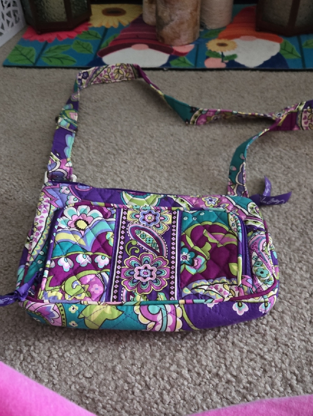 Vera Bradley Purple Teal Floral Quilted Crossbody